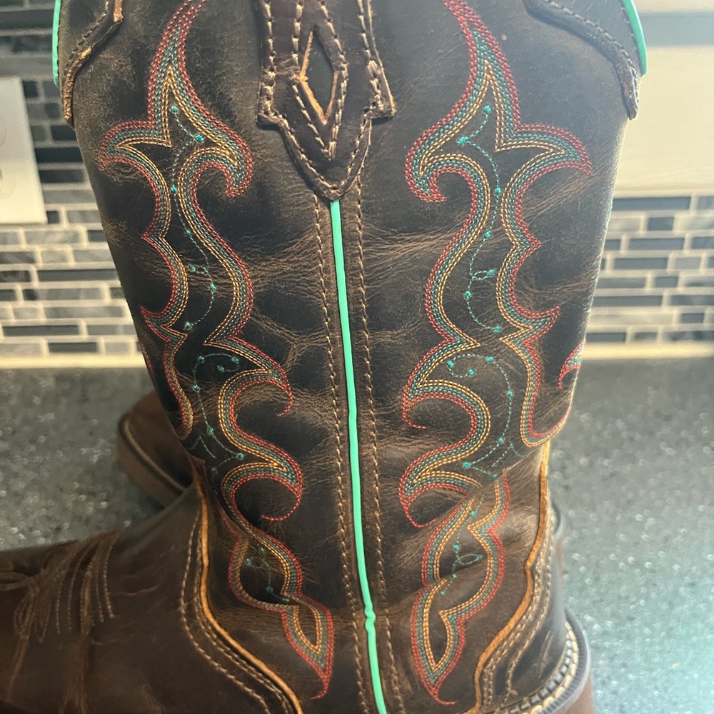 Justin Cowboy Cowgirl  Boots Women Girls Size 9, Brown leather - Picture 5 of 14